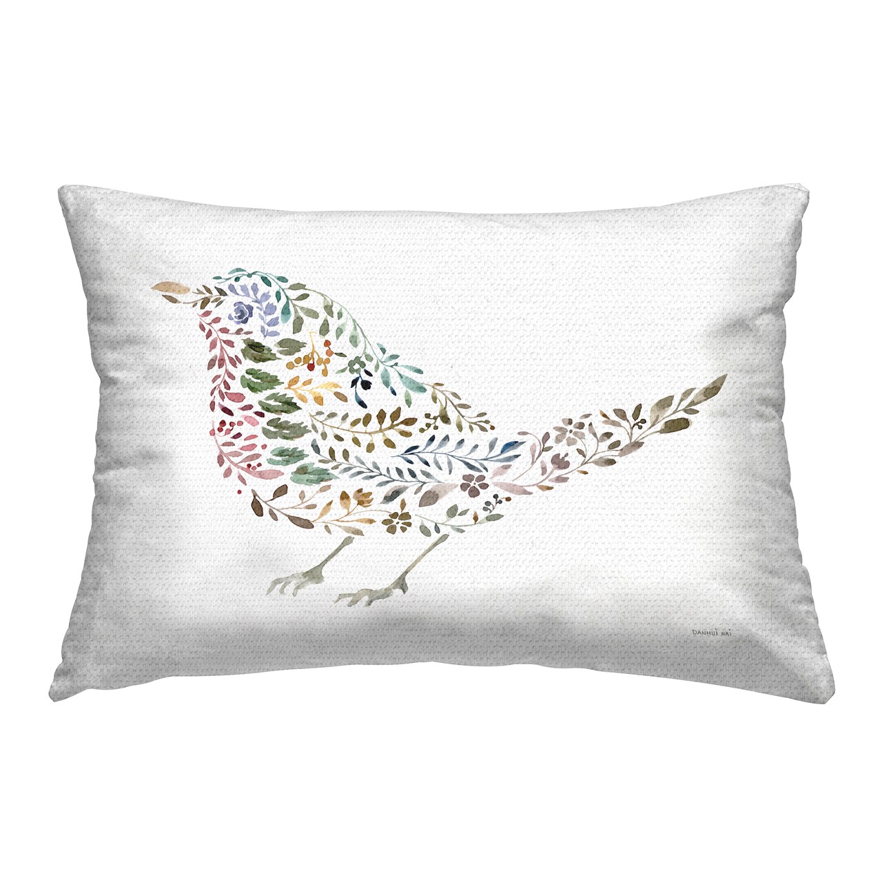 Floral Nature Bird Outdoor Printed Pillow Design by Danhui Nai, 14 x 7 x 20